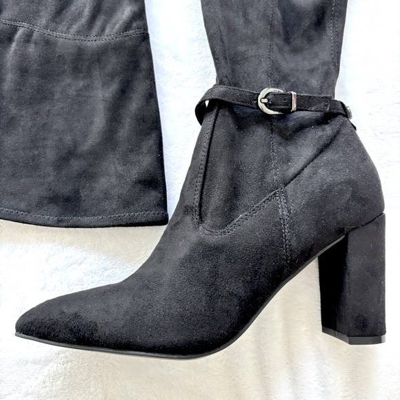 UNISA Unultan Over-The-Knee Black Faux Suede Fabric Boots--8 - Picture 9 of 16
